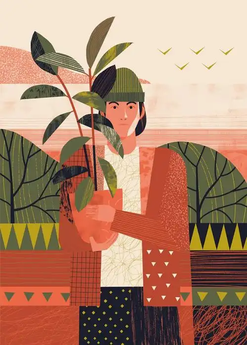 清新自然舒适的平涂插画设计欣赏