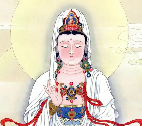 国画佛教正观音菩萨图客厅餐厅圣观音观自在佛像挂画实木框装饰画