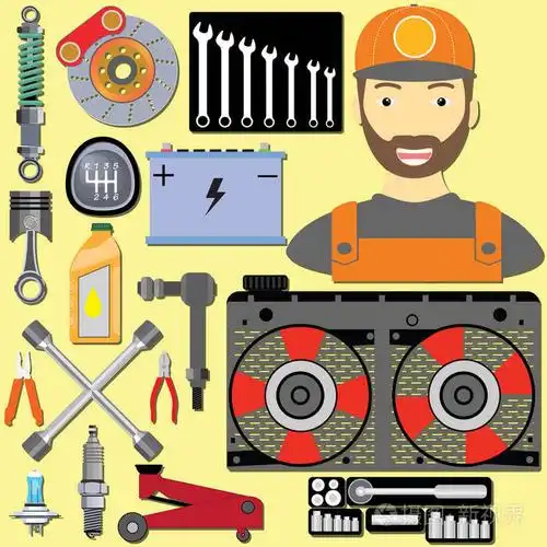 车库和机械师卡通