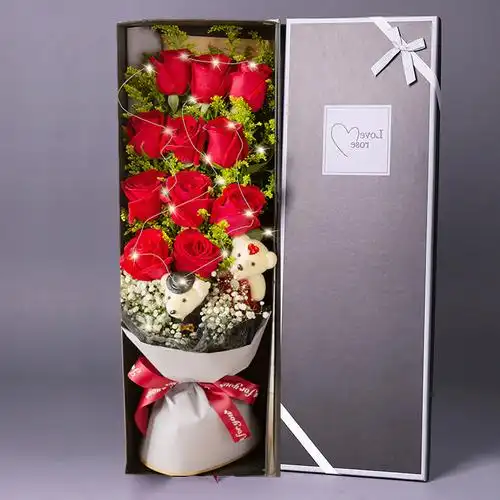 11朵红玫瑰礼盒生日礼物生日节日祝福浪漫七夕520情人节双11光棍节