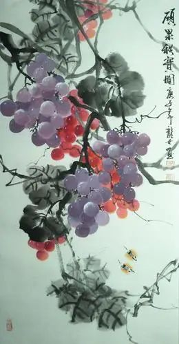 秀色可餐 垂涎欲滴 中国画坛倍受关注的彩墨葡萄仙子女画家龙宗艳作品