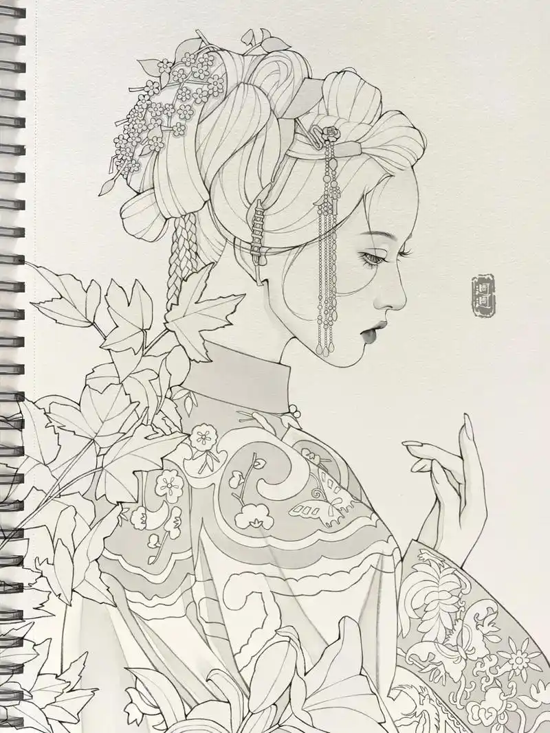 古风侧脸线稿/清汉女线稿/女生线稿.#画画 #procrea - 抖音