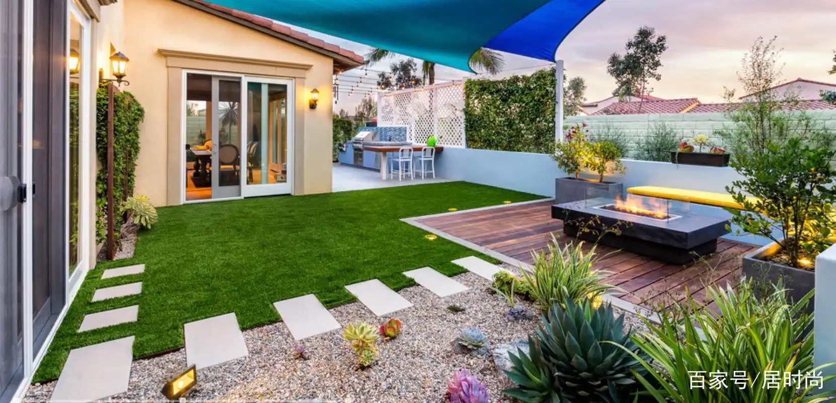 适合"懒人",低维护庭院花园设计,这种简约现代小院实用好打理