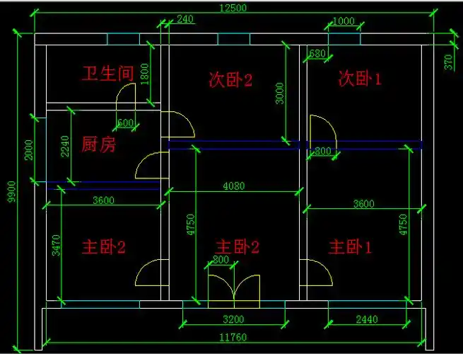 求北方平房设计图 120平左右 两个大主卧左右各一个 就是别的不知道