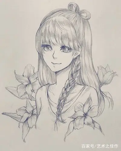 手绘漂亮的美少女,原来黑白稿也可以很美,好喜欢