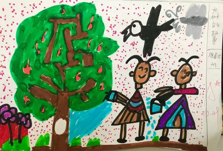 齐鲁实小201班《大树的故事》美术课堂作品小集2018.10.09