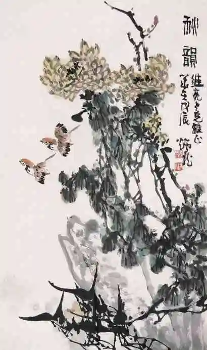 王炳龙 花鸟 镜心