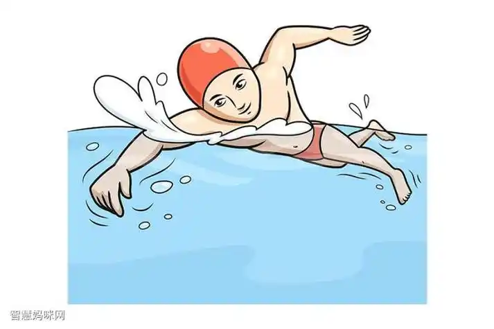 简笔画作品完成图12张夏季游泳卡通涂色图片下载-红豆饭小学生简笔画