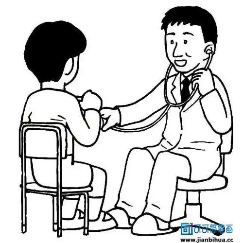医生给病人看病简笔画病人画