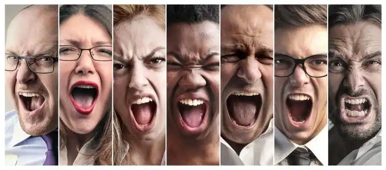 尖叫的愤怒的人们表情拼贴