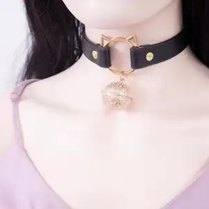 sm猫咪宫铃项圈定制刻字女m人用牵引人戴拘束k9女生定制手工外出