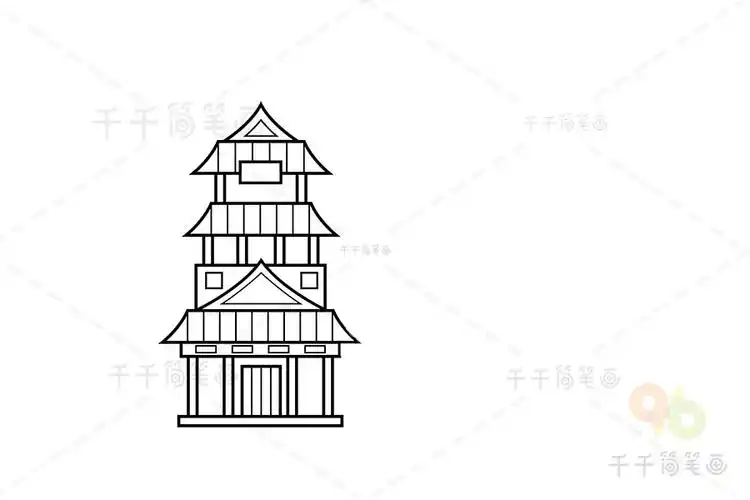 南京阅江楼 中国风建筑_江苏简笔画