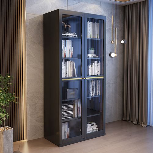 生态宜家官方直销实木书柜现代简约书架客厅收纳柜储物柜防尘书橱带