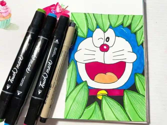 马克笔哆啦a梦绘画练习