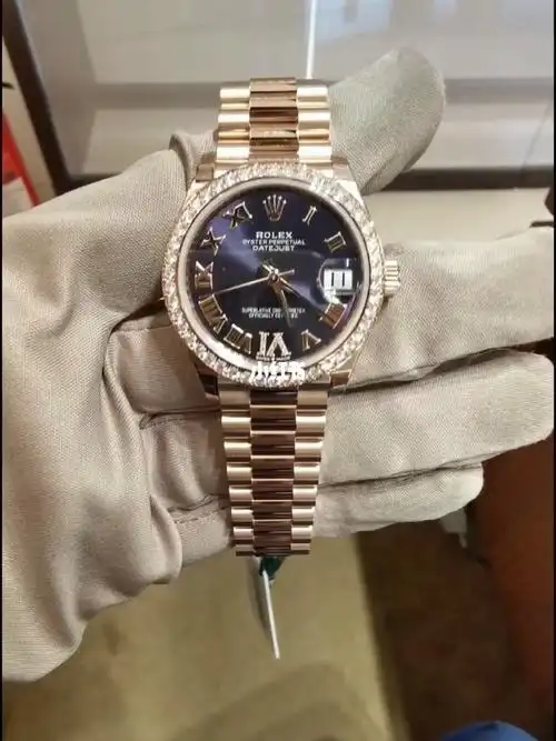 劳力士31日志玫瑰金全金女表 紫盘 紫气东来