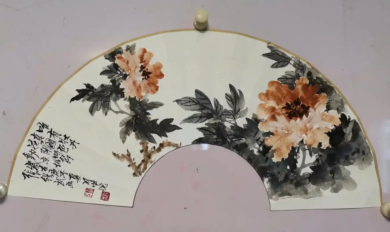 牡丹张,张锡武扇面作品选 - 抖音