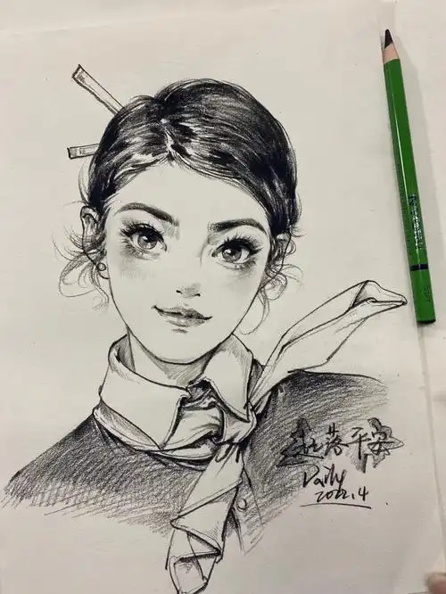 小头像  #少女小头  #速写绘画  #素描漫画头像  #绘画日常  #速写