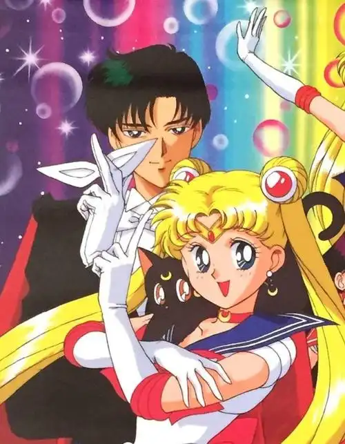 水兵月和戴墨镜的夜礼服假面!带壁咚全身图!