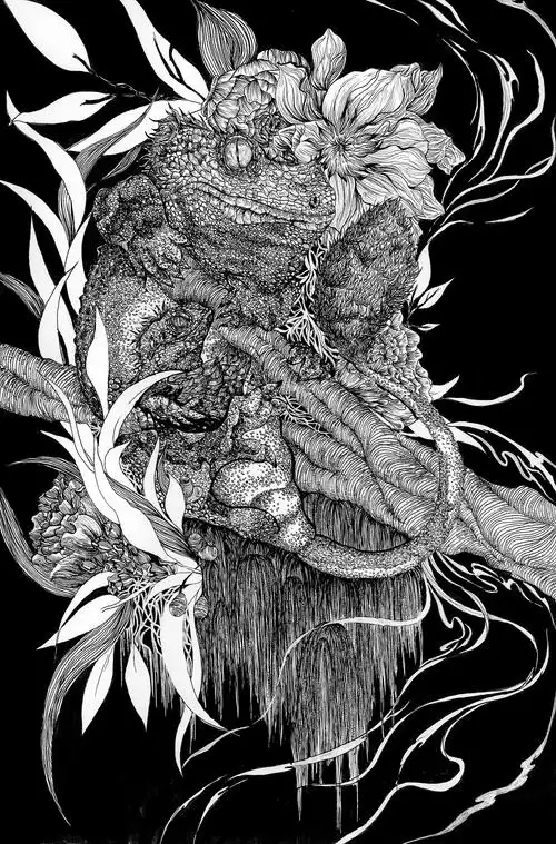 针管笔动物手绘黑白风格插画