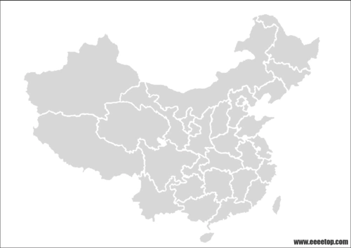 自制中国地图灰白色底图psd文件