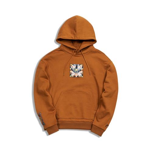 正品李宁正品正品巴黎时装周莫高窟莲花图案男子连帽卫衣awdq625