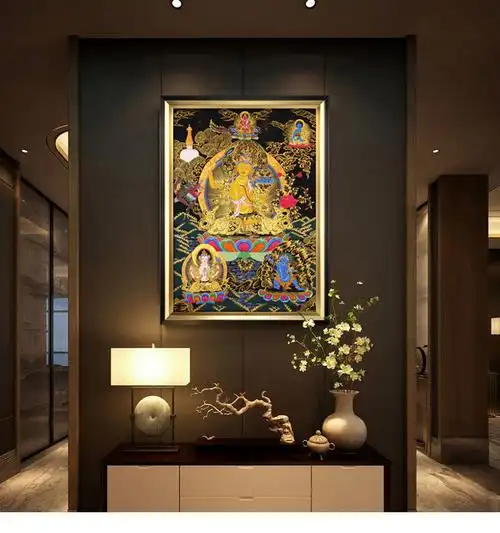 文殊菩萨挂画家用佛像唐卡玄关装饰画释迦牟尼佛观音壁画 弥勒菩萨及