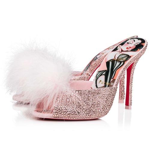 【包邮包税】 cl红底鞋 22年春夏 女士 高跟凉鞋 pin up strass