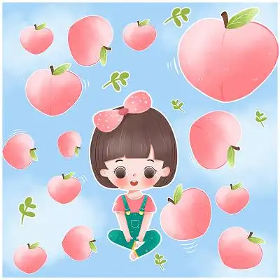 人物和水果结合 可爱女孩   水蜜桃水果人物