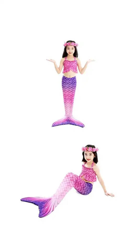 美人鱼服装人鱼尾巴泳衣女童公主裙游泳衣裤套装儿童温泉泳装套装ll g