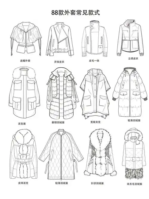 服装设计素材|手绘款式图外套合集基础必备