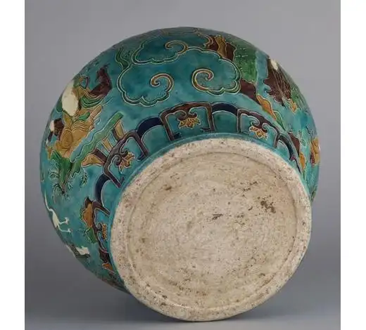 明 素三彩人物故事大罐