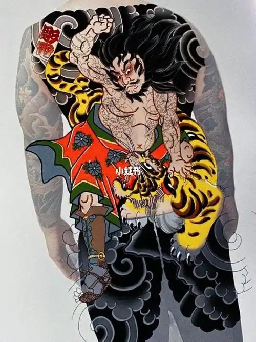 日式老传统满背纹身
