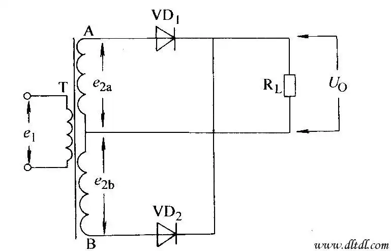单相全波电阻负载整流电路