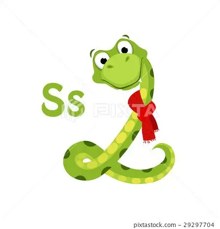 插图素材: snake. funny alphabet, animal vector illustration