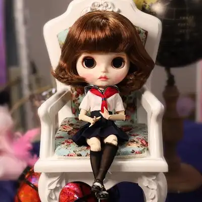 blythe棕色短发改妆成品开全眼对眼衣服sunny面壳娃娃