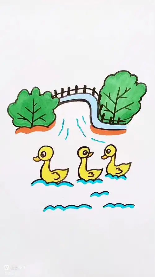 [简笔画]一起和小朋友来数鸭子吧!