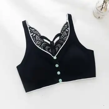 何小曼文胸女夏季无钢圈一片式内衣一片式冰丝舒适透气文胸黑色m8095