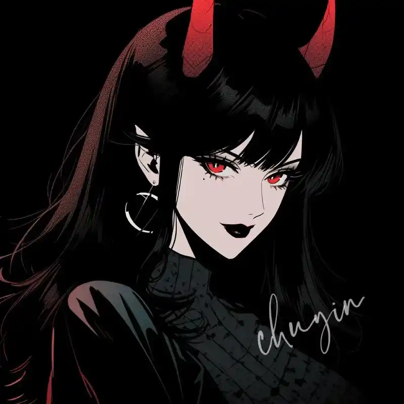 暗黑系风格少女#二次元 #黑色系 #酷女孩 #反派 #动漫女 - 抖音