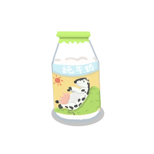 日式卡通手绘瓶装纯牛奶png