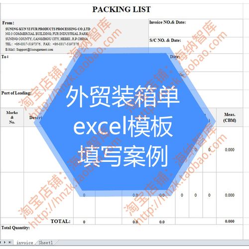 外贸装箱单excel表格模板出口案例单据填写标准格式集装箱英文