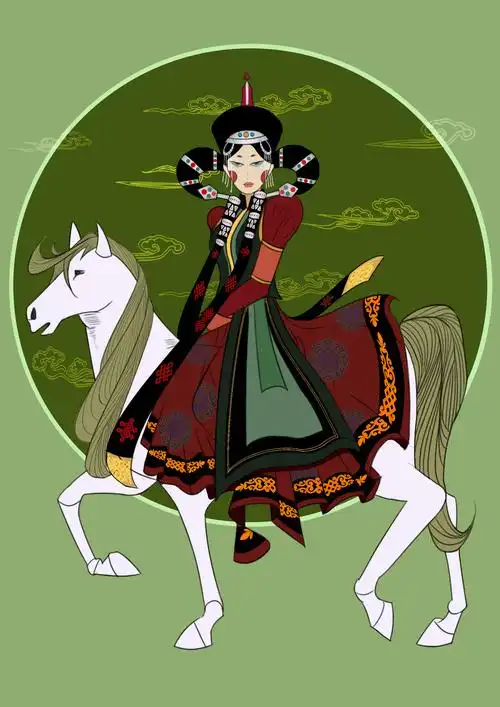 蒙古族 少数民族 蒙古服饰mongol·mongol|插画|创作习作|子墨子呦