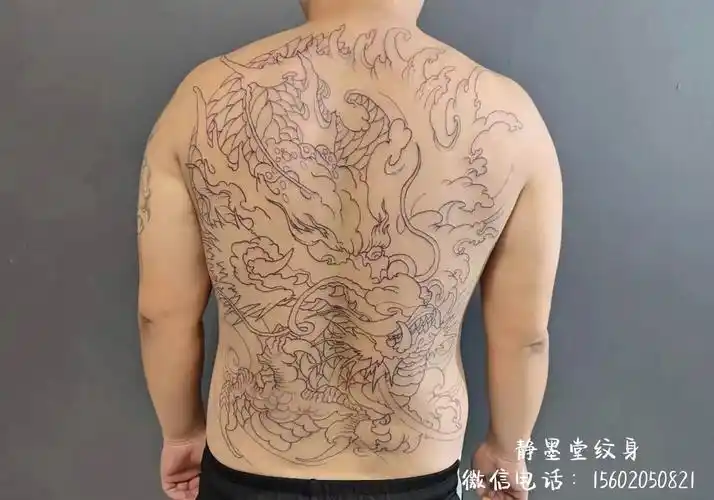 满背龙初步线条完成 - 抖音