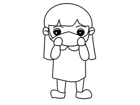 戴口罩的小女孩简笔画
