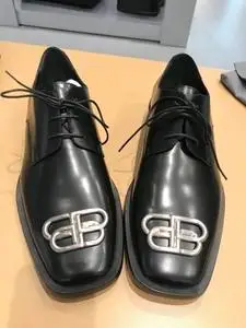 【blcgstyle】balenciaga/巴黎世家 锁扣logo 方头德比皮鞋
