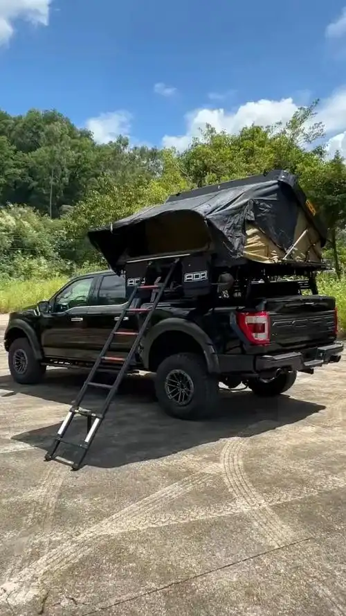 22福特猛禽皮卡车后箱加装行李架帐篷-度小视