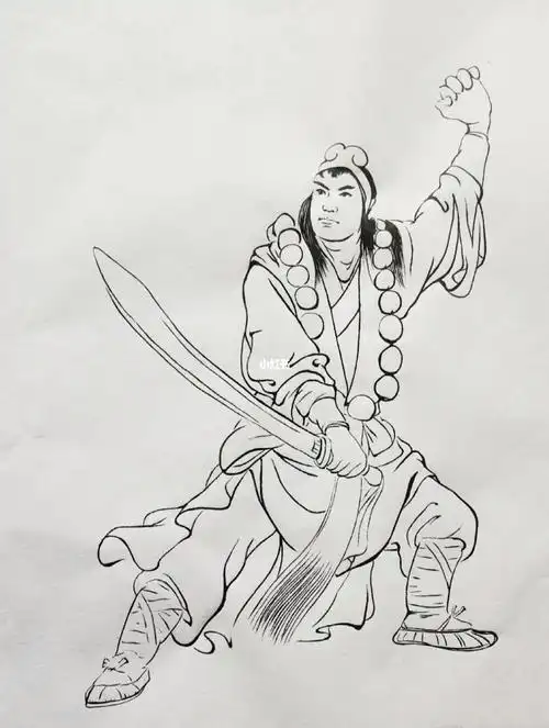 颜梅华水浒系列之行者武松临摹