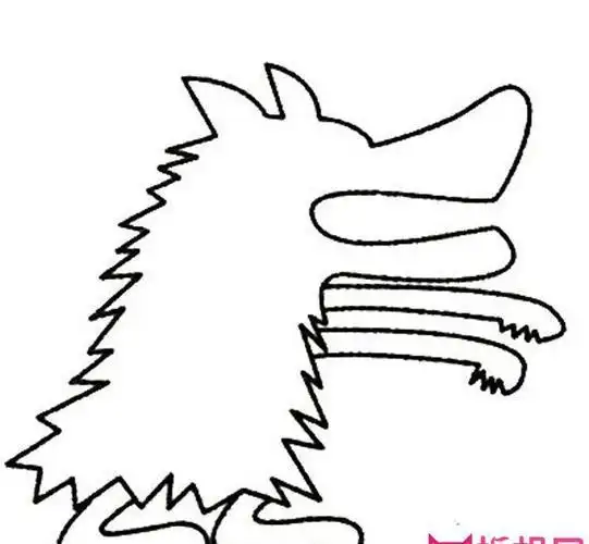 狼简笔画教程凶猛的狼大嘴动物的儿童简笔画 大嘴动物的儿童简笔画