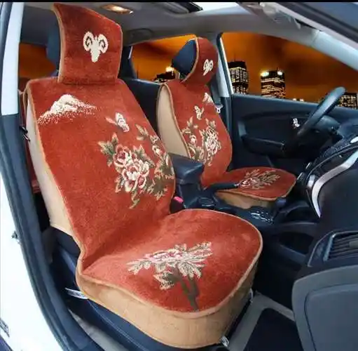 新款羊毛混纺汽车坐垫地毯座套毛垫全包围防滑底五座通用厂家直销米色