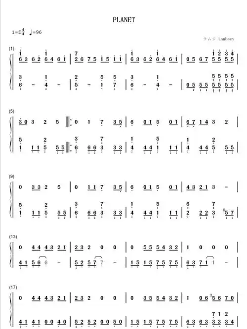 行星钢琴简谱