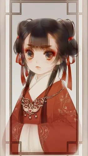 唯美古风萝莉卡通人物插画